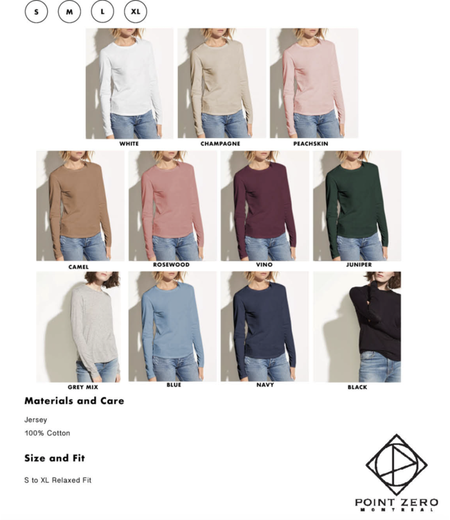 POINT ZERO  Crew Neck Long Sleeve Basic Tee