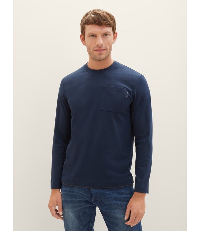 TOM TAILOR  Long-sleeved shirt with a chest pocket