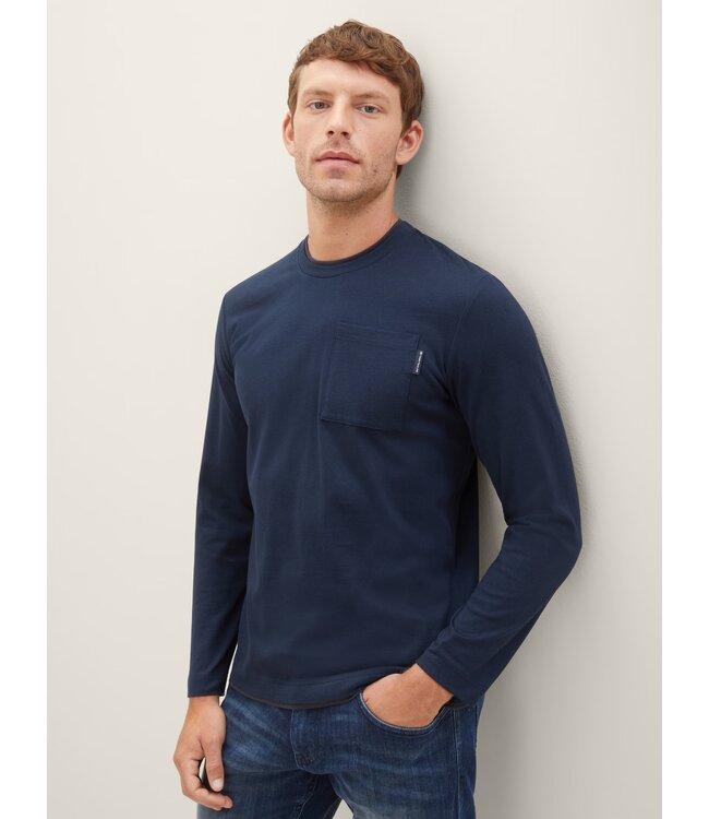 TOM TAILOR  Long-sleeved shirt with a chest pocket