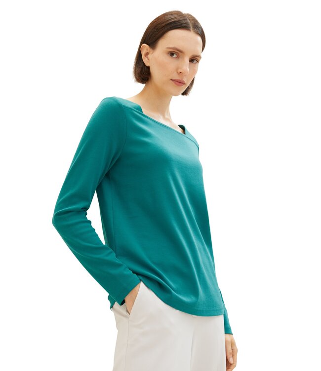 TOM TAILOR  Long-sleeved shirt with a square neckline