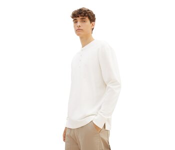 TOM TAILOR Henley long-sleeved T-shirt with texture