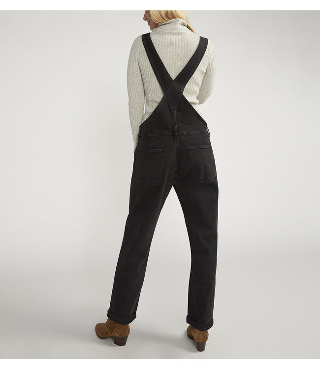 Silver Jeans Baggy Straight Leg Overalls Black