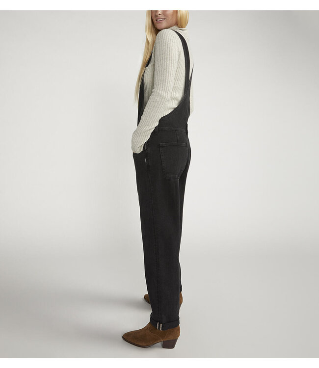 Silver Jeans Baggy Straight Leg Overalls Black