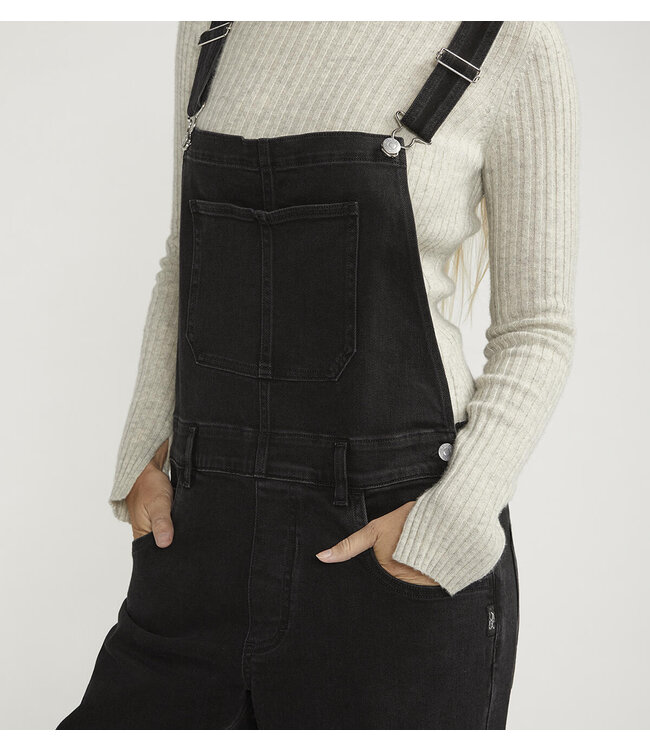 Silver Jeans Baggy Straight Leg Overalls Black