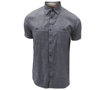 Point Zero Short-sleeve linen cotton slub shirt
