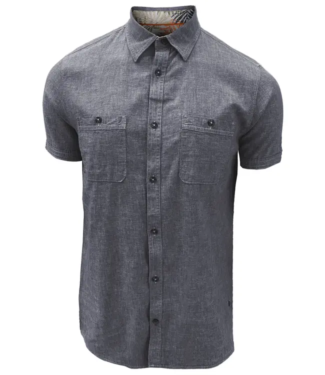 Point Zero Short-sleeve linen cotton slub shirt