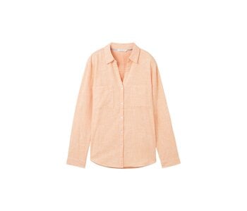 TOM TAILOR  Blouse with chest pockets tangerine faded orange