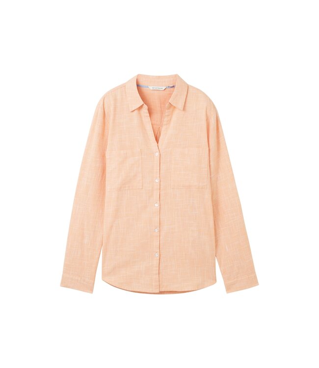 TOM TAILOR  Blouse with chest pockets tangerine faded orange