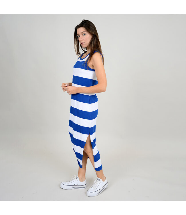 RD Style KIKI TIE DETAIL SLEEVELESS STRIPPED DRESS BRIGHT BLUE