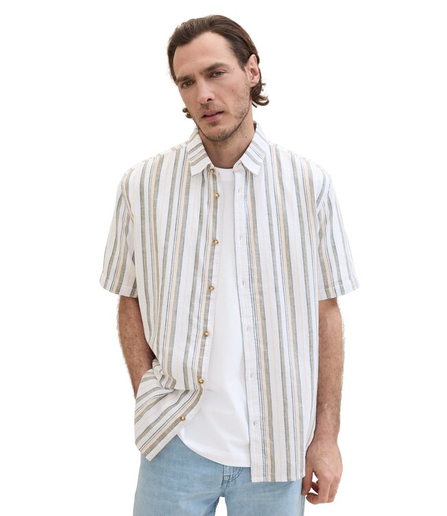 Tom Tailor CHECKED COTTON LINEN SHIRT