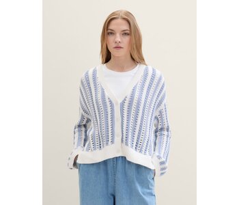 TOM TAILOR Blue and White Striped Cardigan