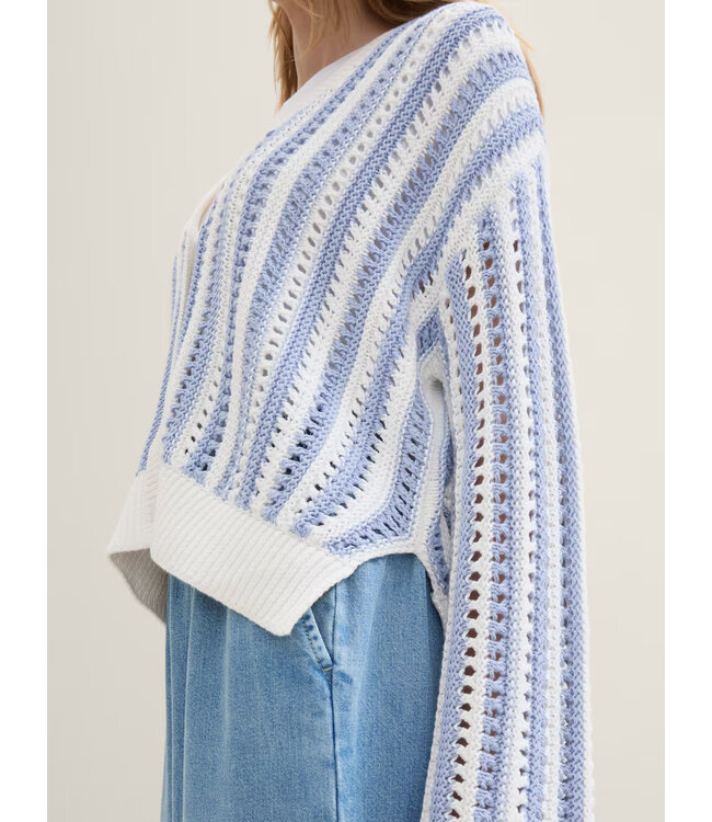 TOM TAILOR Blue and White Striped Cardigan
