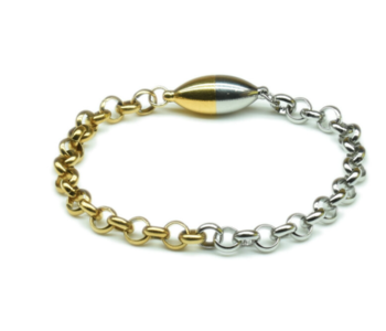 Gold & Silver Rolo Bracelet with Magnetic Clasp