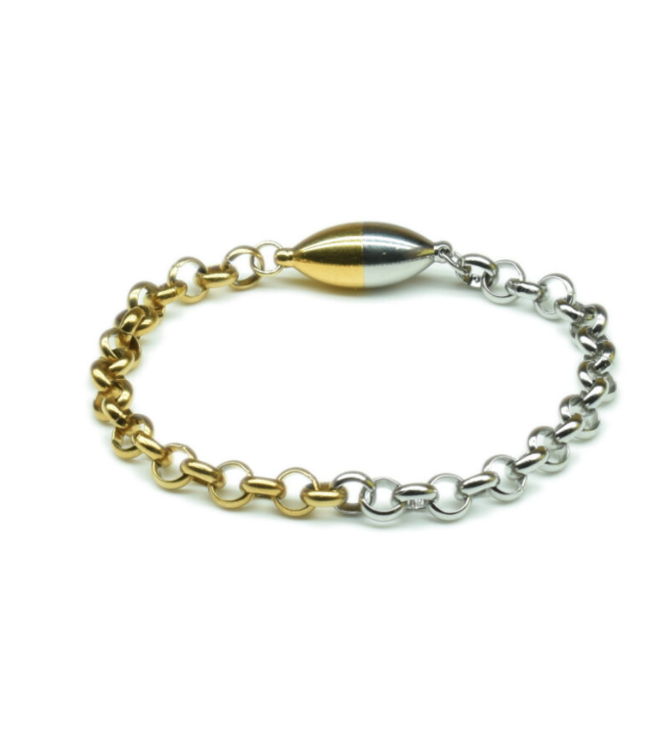 Gold & Silver Rolo Bracelet with Magnetic Clasp