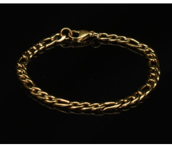 Gold 6mm Figaro Stainless Steel Bracelet