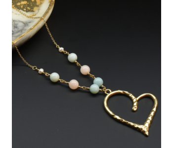 Heart with Amazonite & Aventurine Necklace