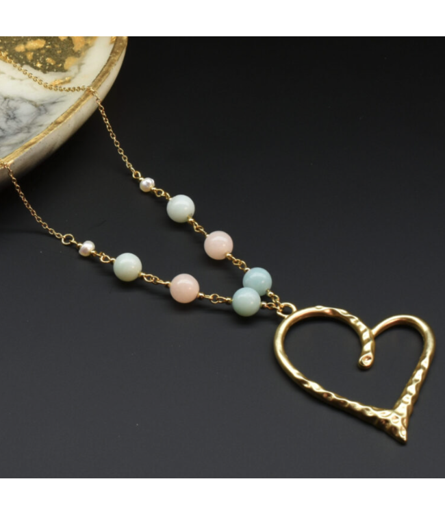 Heart with Amazonite & Aventurine Necklace