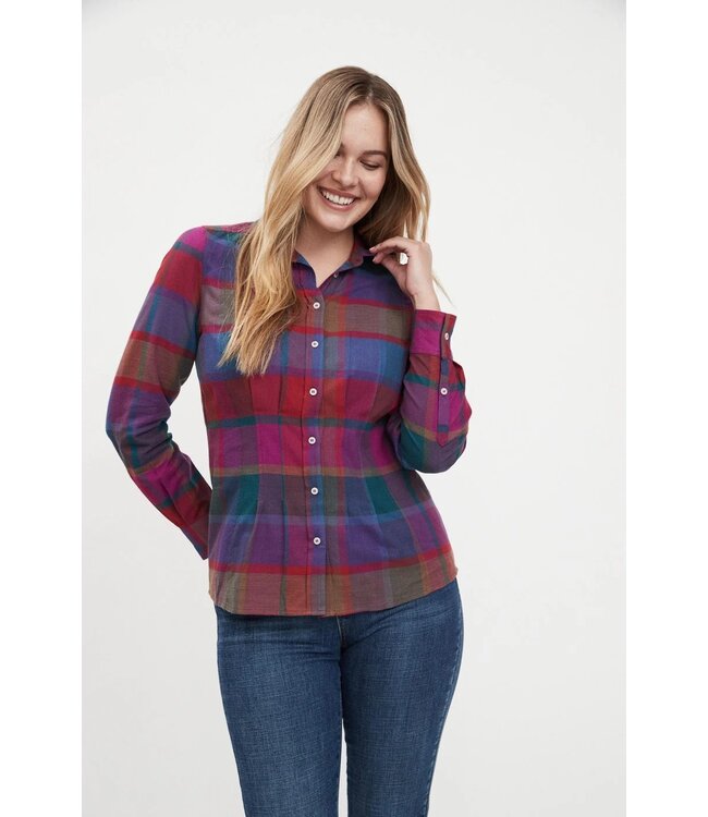 FDJ Waist Pleat Multi Plaid Top