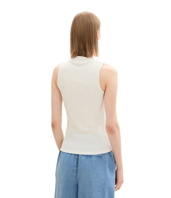 TOM TAILOR  RIB TOP WITH STAND UP COLLAR