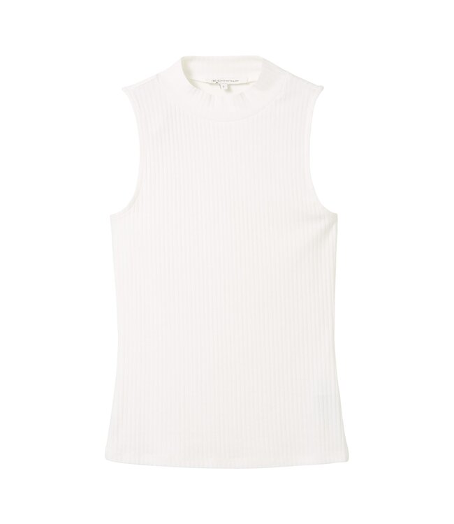 TOM TAILOR  RIB TOP WITH STAND UP COLLAR
