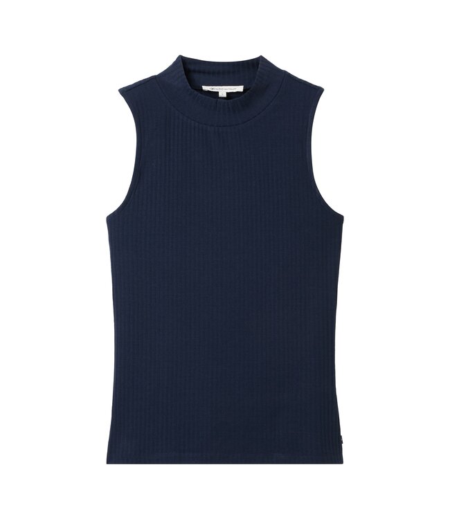 TOM TAILOR  RIB TOP WITH STAND UP COLLAR