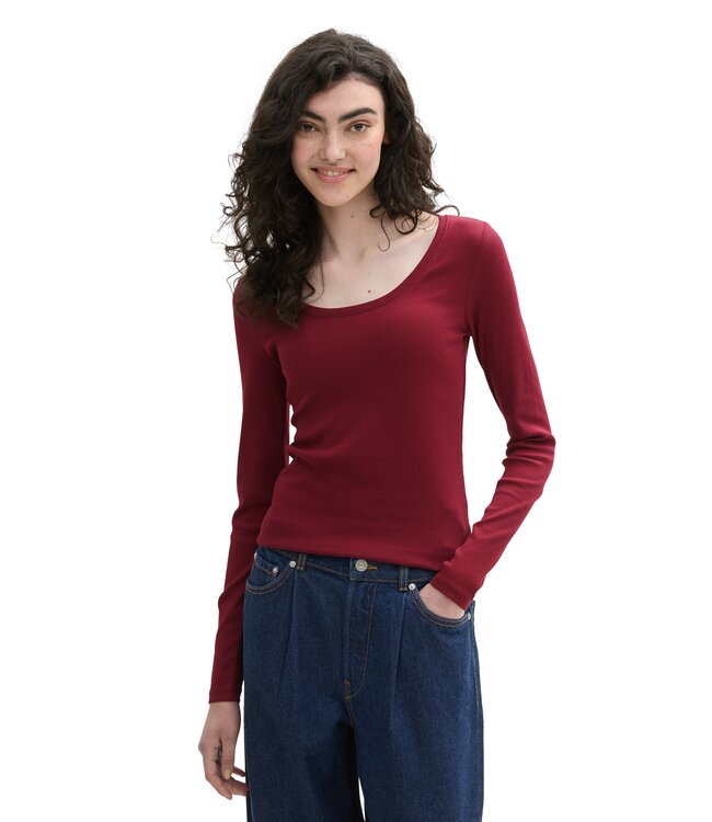 TOM TAILOR Ribbed long sleeved shirt in organic cotton