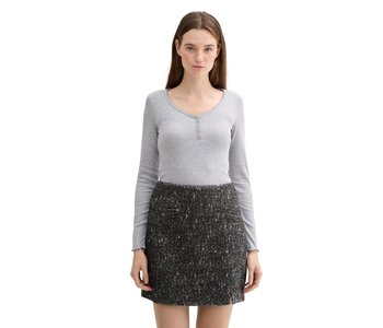 TOM TAILOR Long-Sleeved Henley Rib T Shirt