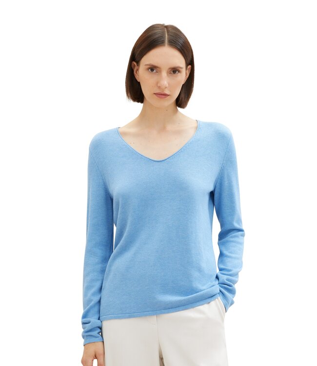 TOM TAILOR Sweater basic v-neck Sea Blue
