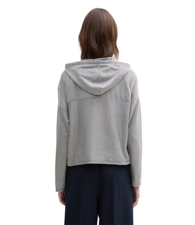 TOM TAILOR Striped Hooded Henley Sweater