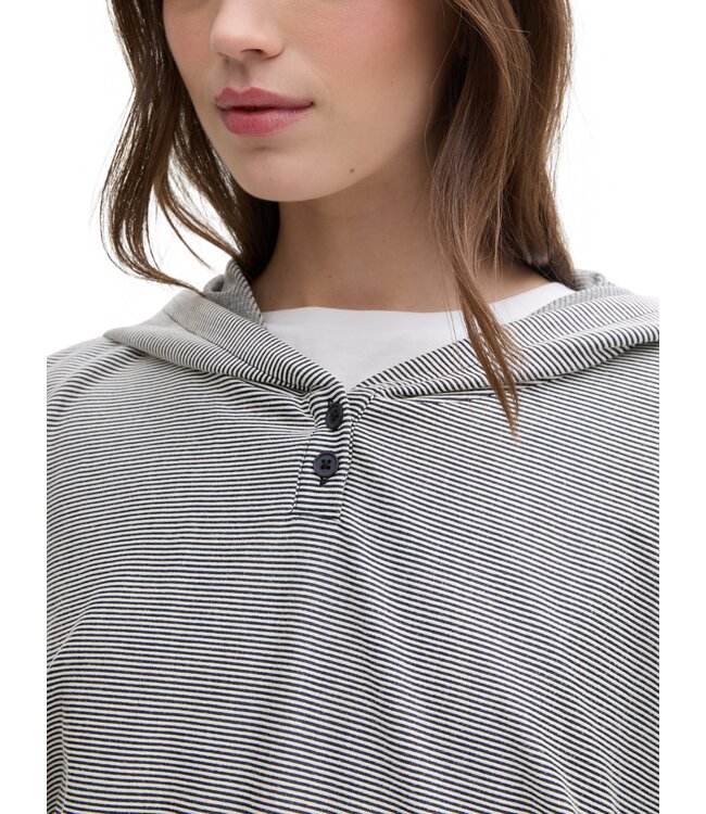 TOM TAILOR Striped Hooded Henley Sweater