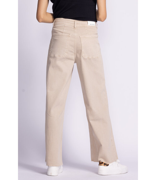 Pink Martini Mallory Denim Pants Beige