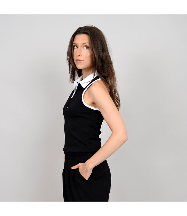 RD Style SOFT SCUBA SLEEVELESS 1/2 ZIP POLO COLLAR TOP