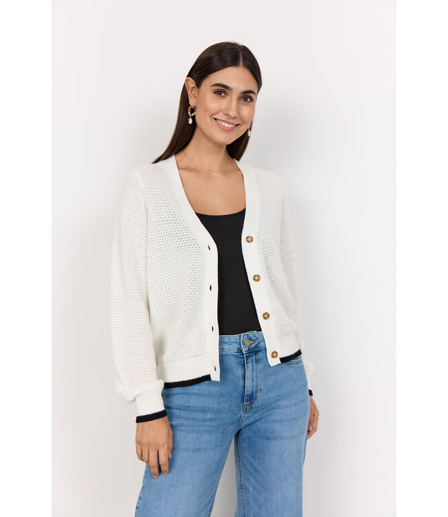 Soyaconcept Classic Button up Cardigan with Black Trim Detail
