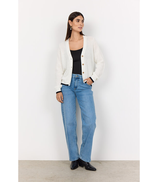 Soyaconcept Classic Button up Cardigan with Black Trim Detail