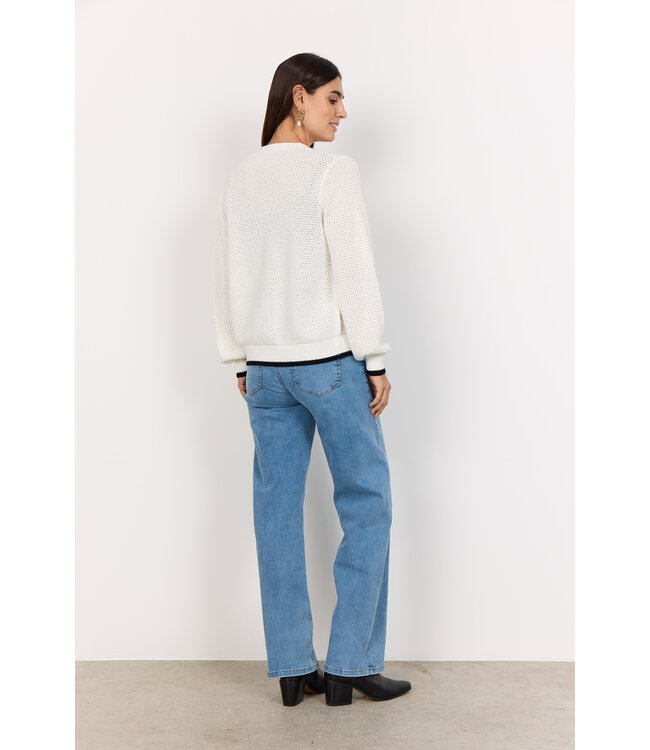 Soyaconcept Classic Button up Cardigan with Black Trim Detail