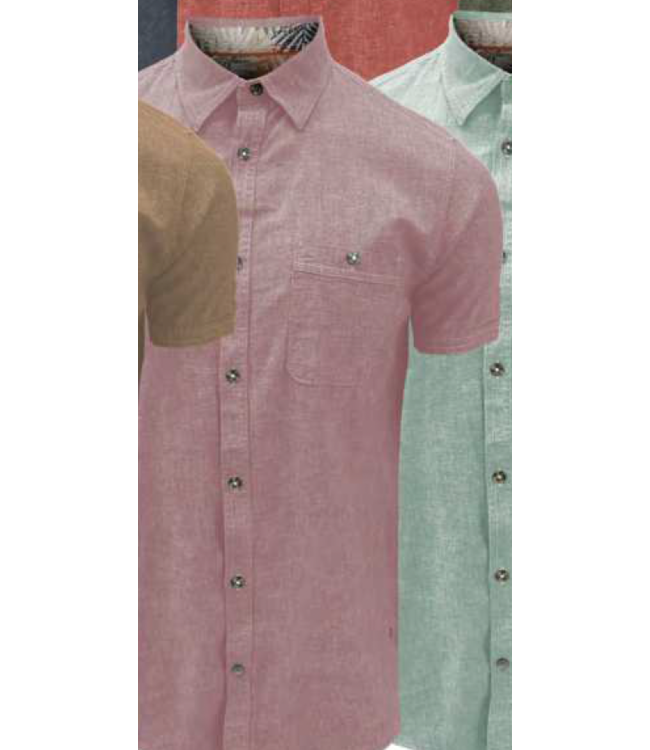 POINT ZERO Short Sleeve Slub Cotton Linen Shirt