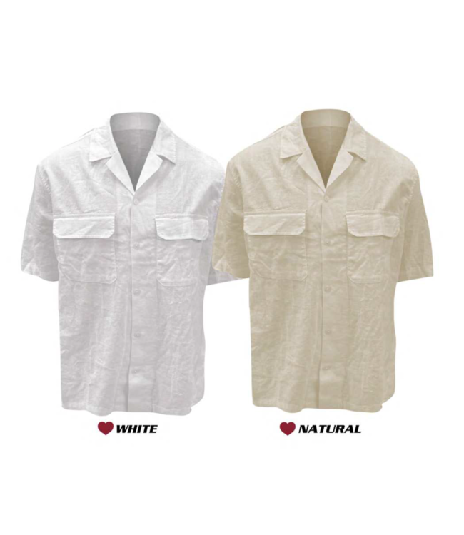 POINT ZERO Short Sleeve Button up Cotton Linen mix