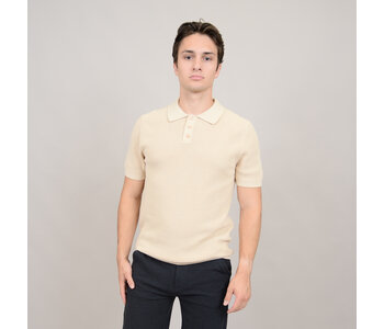 HEDGE MENS SS KNIT POLO-ECRU