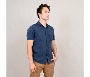 HEDGE  GAUZE SHORT SLEEVE  SHIRT DK NAVY
