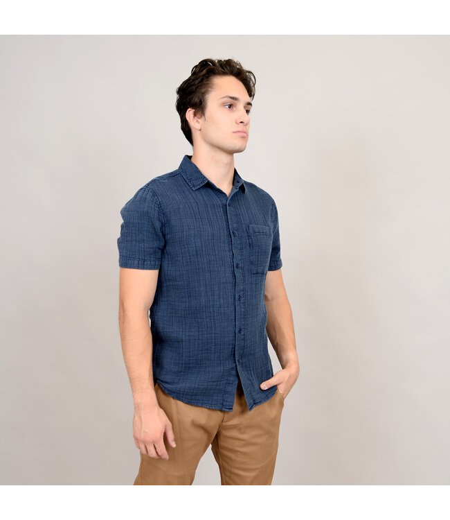 HEDGE  GAUZE SHORT SLEEVE  SHIRT DK NAVY