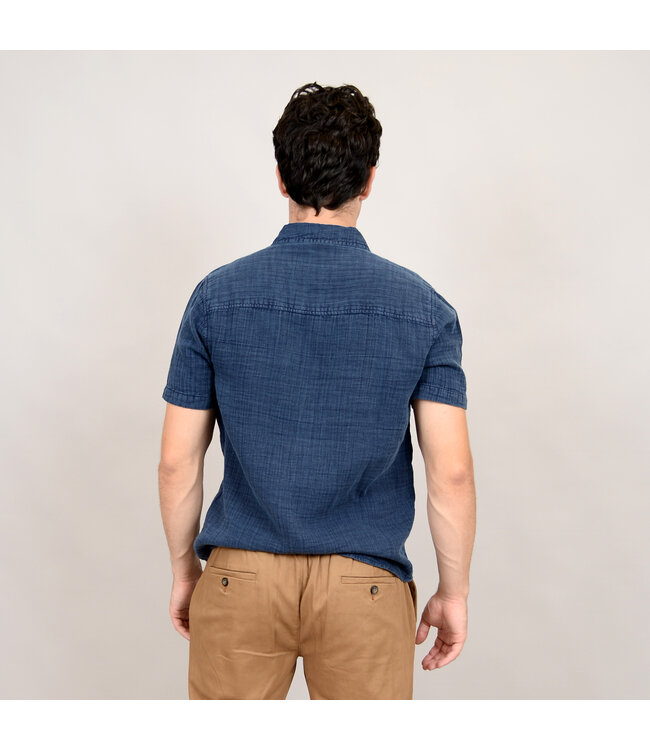 HEDGE  GAUZE SHORT SLEEVE  SHIRT DK NAVY