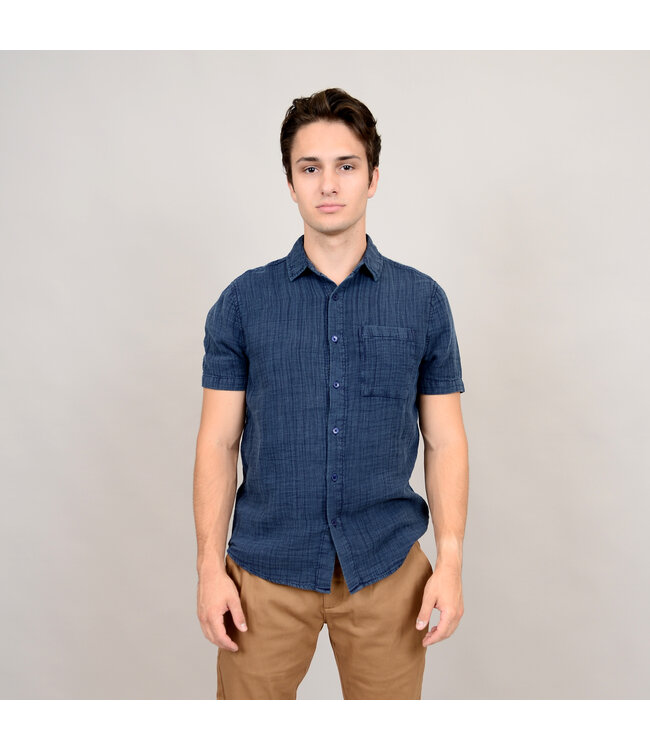 HEDGE  GAUZE SHORT SLEEVE  SHIRT DK NAVY