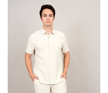 HEDGE MEN'S LINEN CLASSIC SS SHIRT-NATURAL