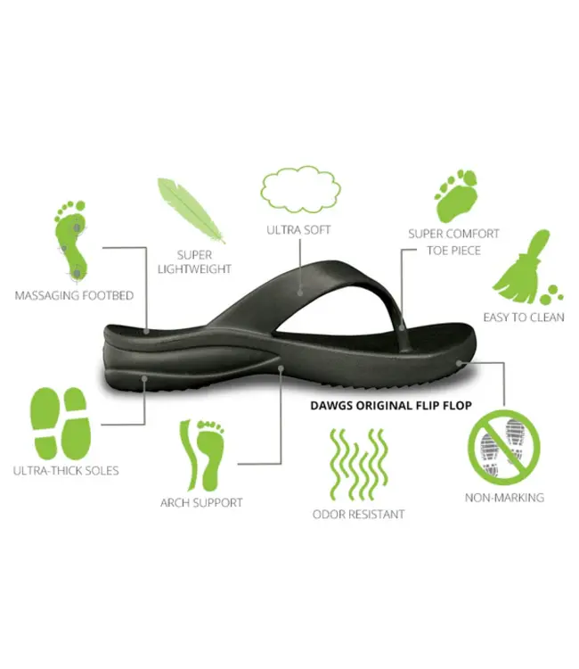 DAWGS Mens Flip Flops Black