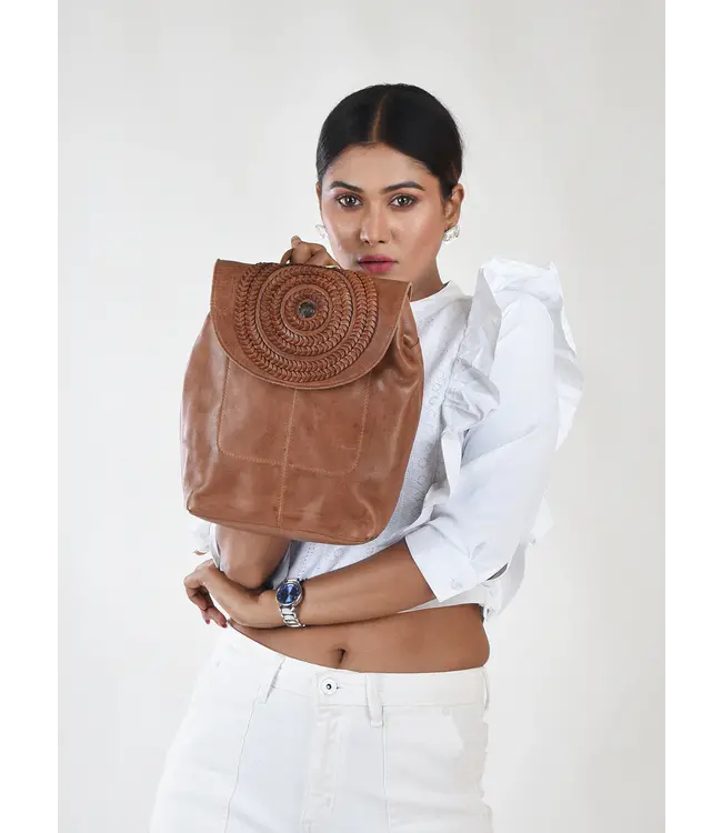 Auray Genuine Leather Back Pack Tan