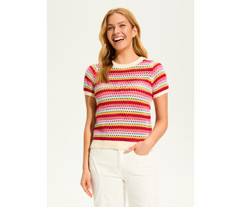 FDJ  Crochet Knit Top with Tie Back Detail