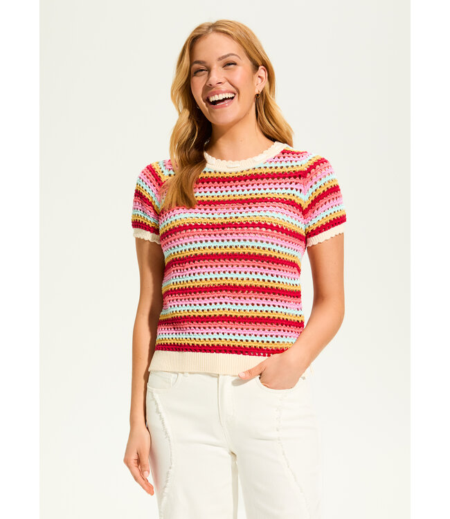 FDJ  Crochet Knit Top with Tie Back Detail