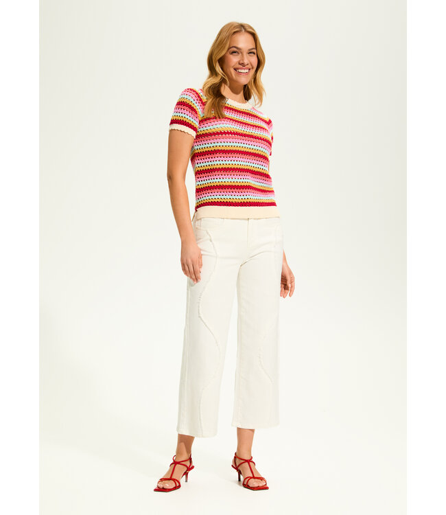 FDJ  Crochet Knit Top with Tie Back Detail