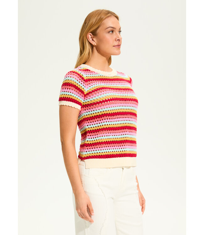 FDJ  Crochet Knit Top with Tie Back Detail