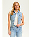 FDJ FRENCH DRESSING FDJ Crochet Stitch Denim Jean Jacket Vest Light Wash
